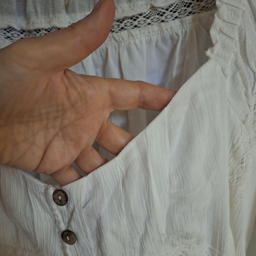 Free People Ivory Button-Front Maxi Dress - Picture 5 of 8